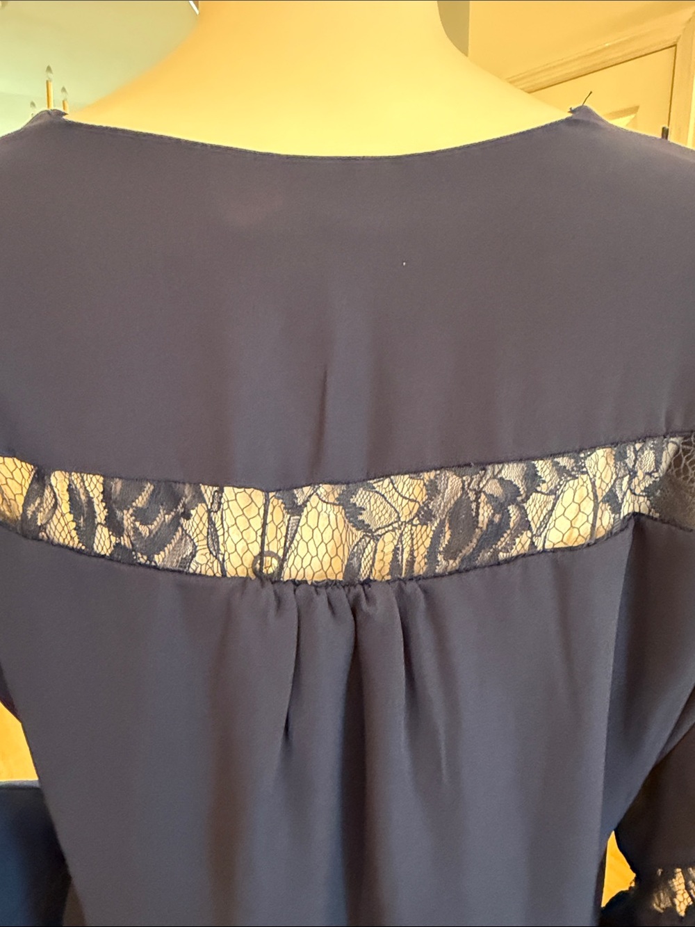 Colleen Lopez Navy Ruffle Front Blouse - Picture 4 of 12